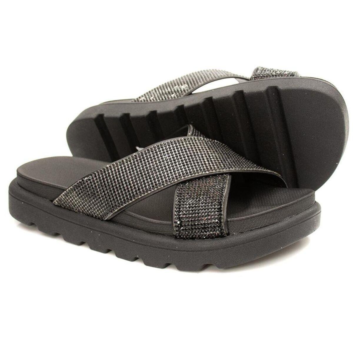 Chinelo Feminino Vizzano Papete Tiras Cruzadas Strass 645912 Preto 5