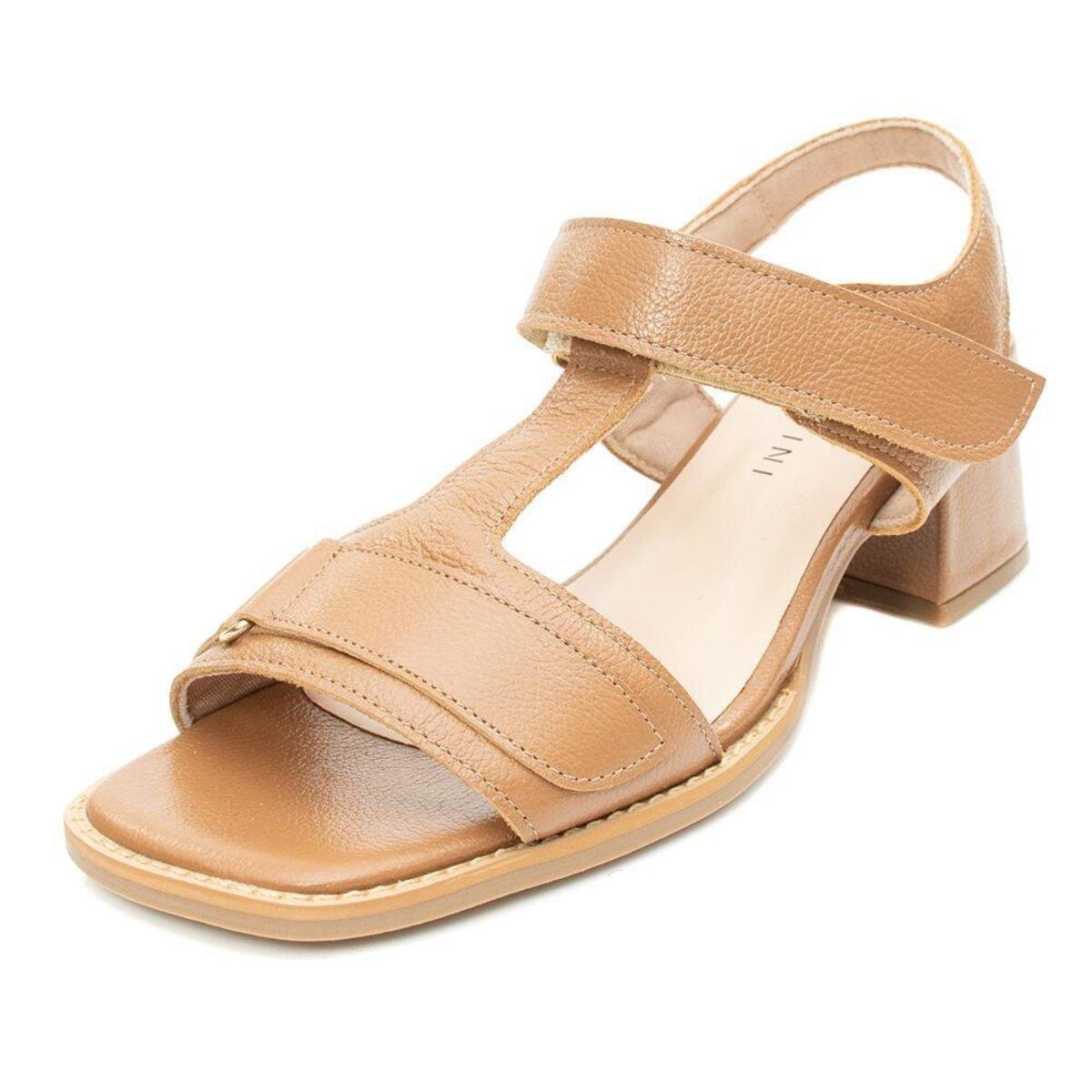 Sandália Feminina em Salto Médio em Couro 916-75 Bege 2