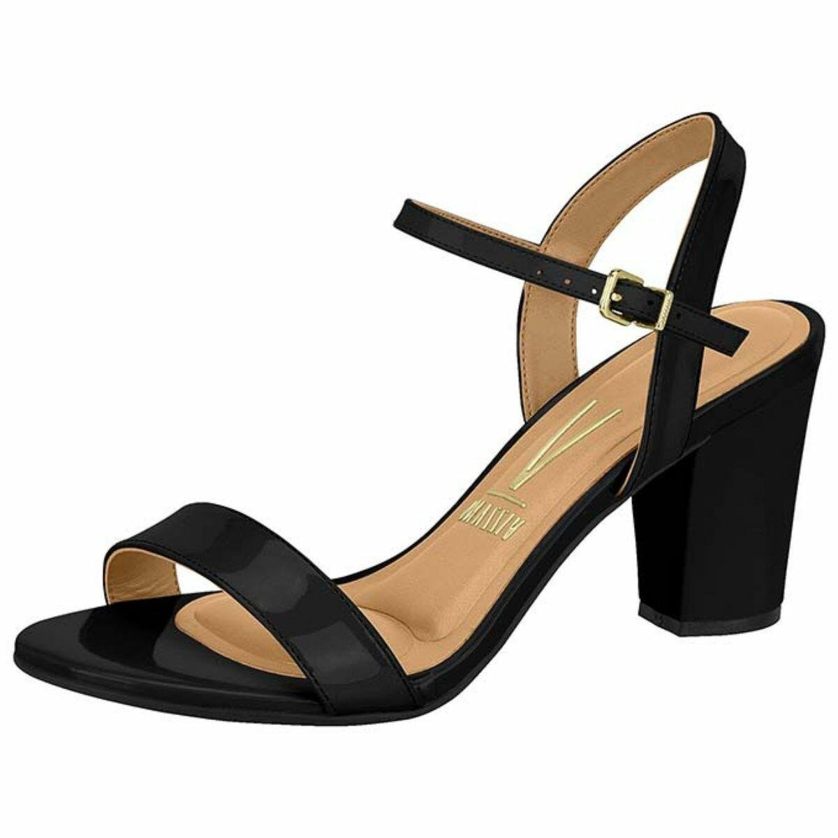 Sandália Feminina Vizzano Salto Grosso Médio Verniz 6262.474 Preto 2