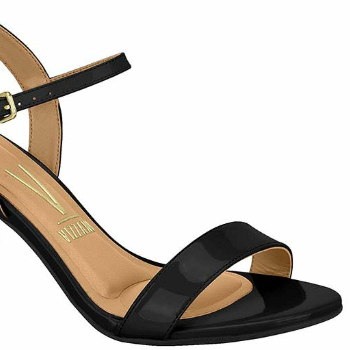Sandália Feminina Vizzano Salto Grosso Médio Verniz 6262.474 Preto 3