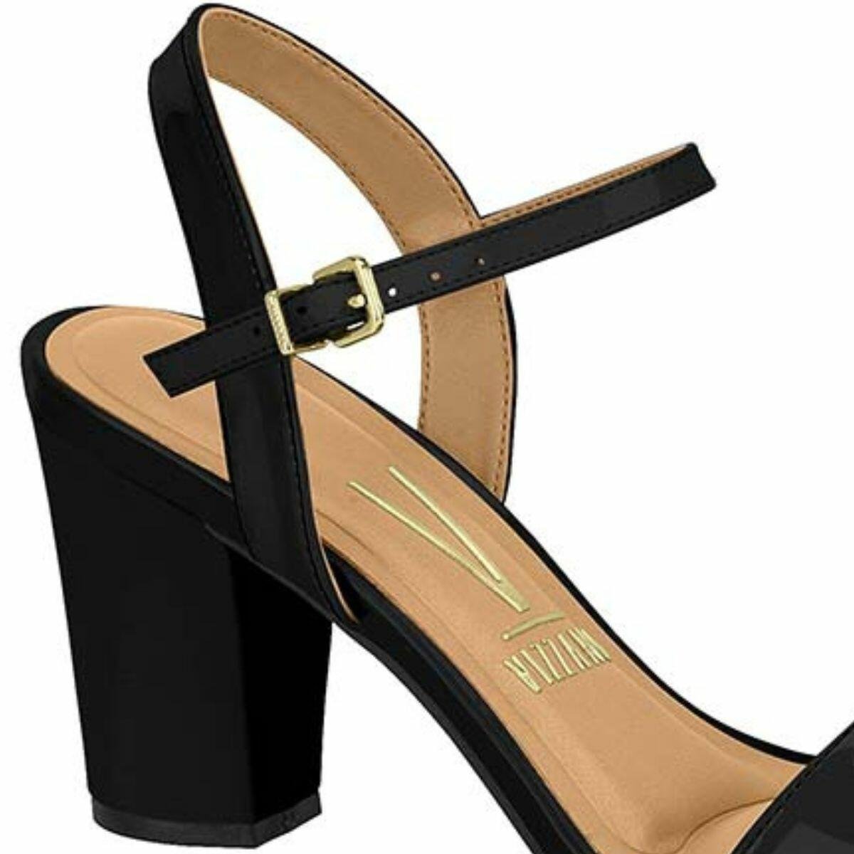 Sandália Feminina Vizzano Salto Grosso Médio Verniz 6262.474 Preto 4