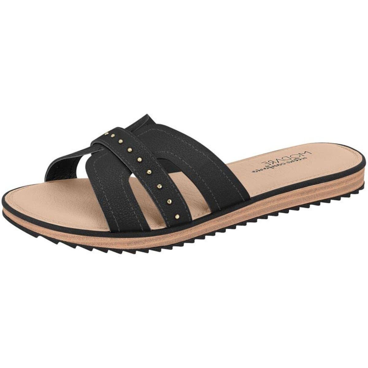 Sandália Rasteira Feminina Modare Ultraconforto 7141.147 Preto 2