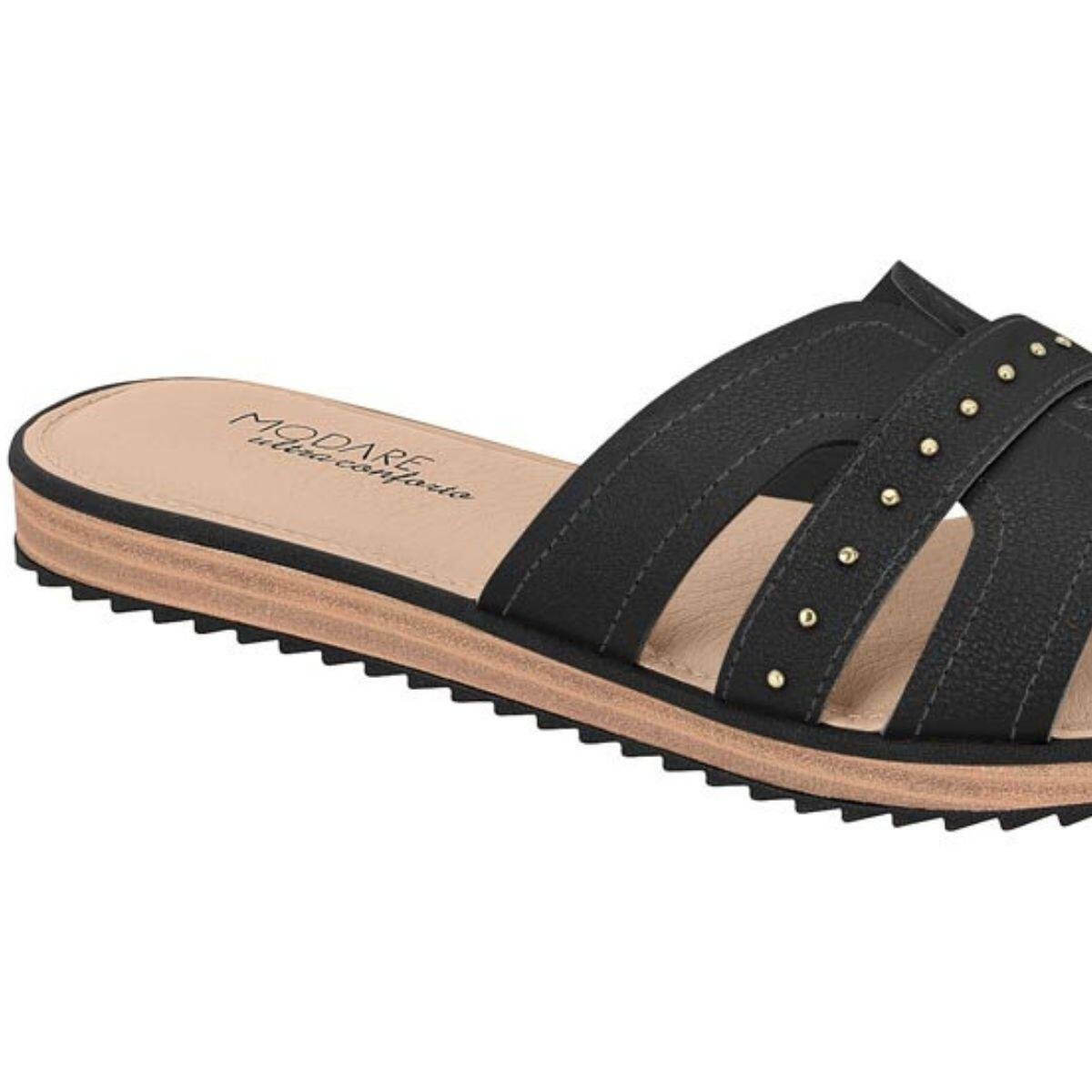 Sandália Rasteira Feminina Modare Ultraconforto 7141.147 Preto 4