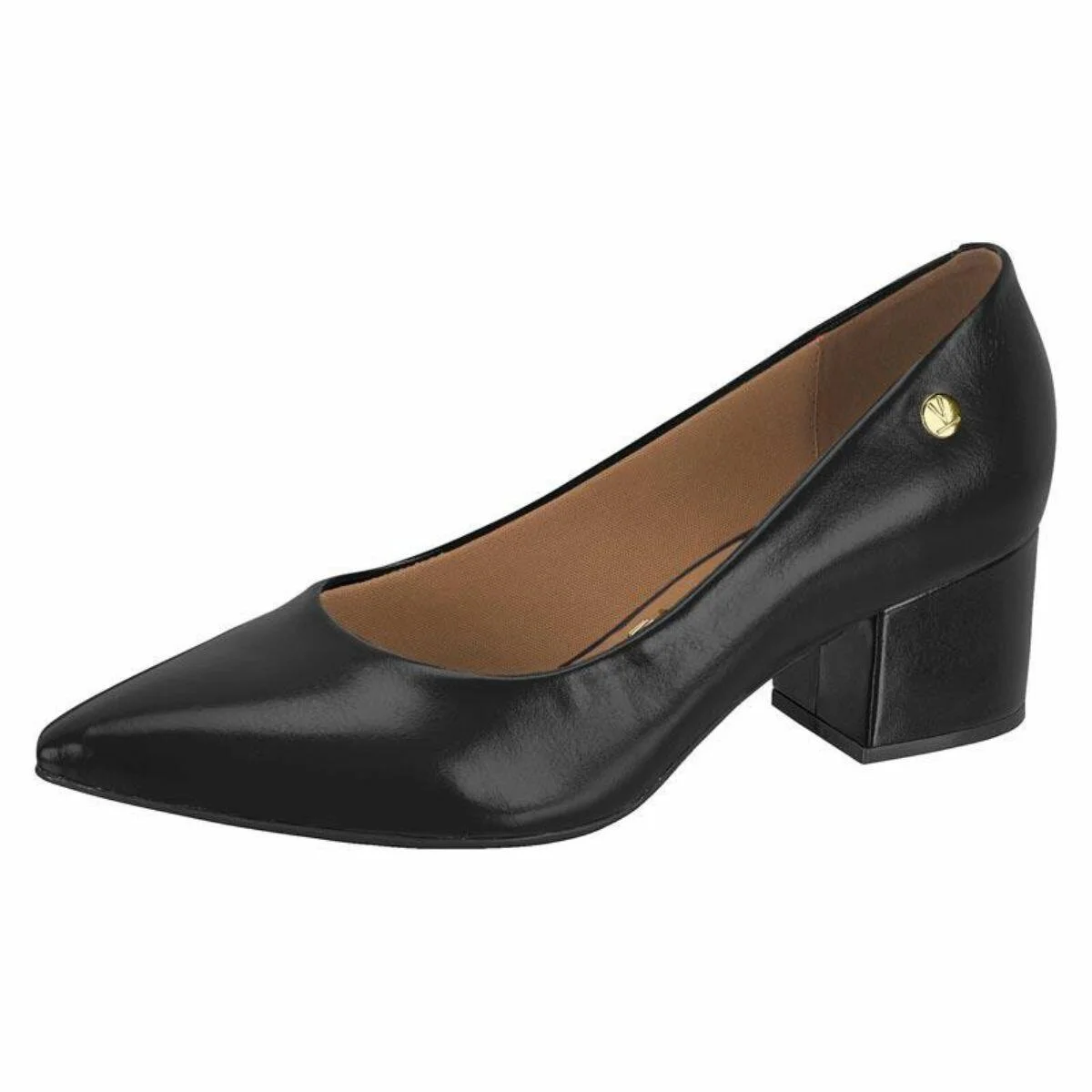 Scarpin Feminino Vizzano Salto Grosso Bico Fino Napa 1220.315 Preto 2