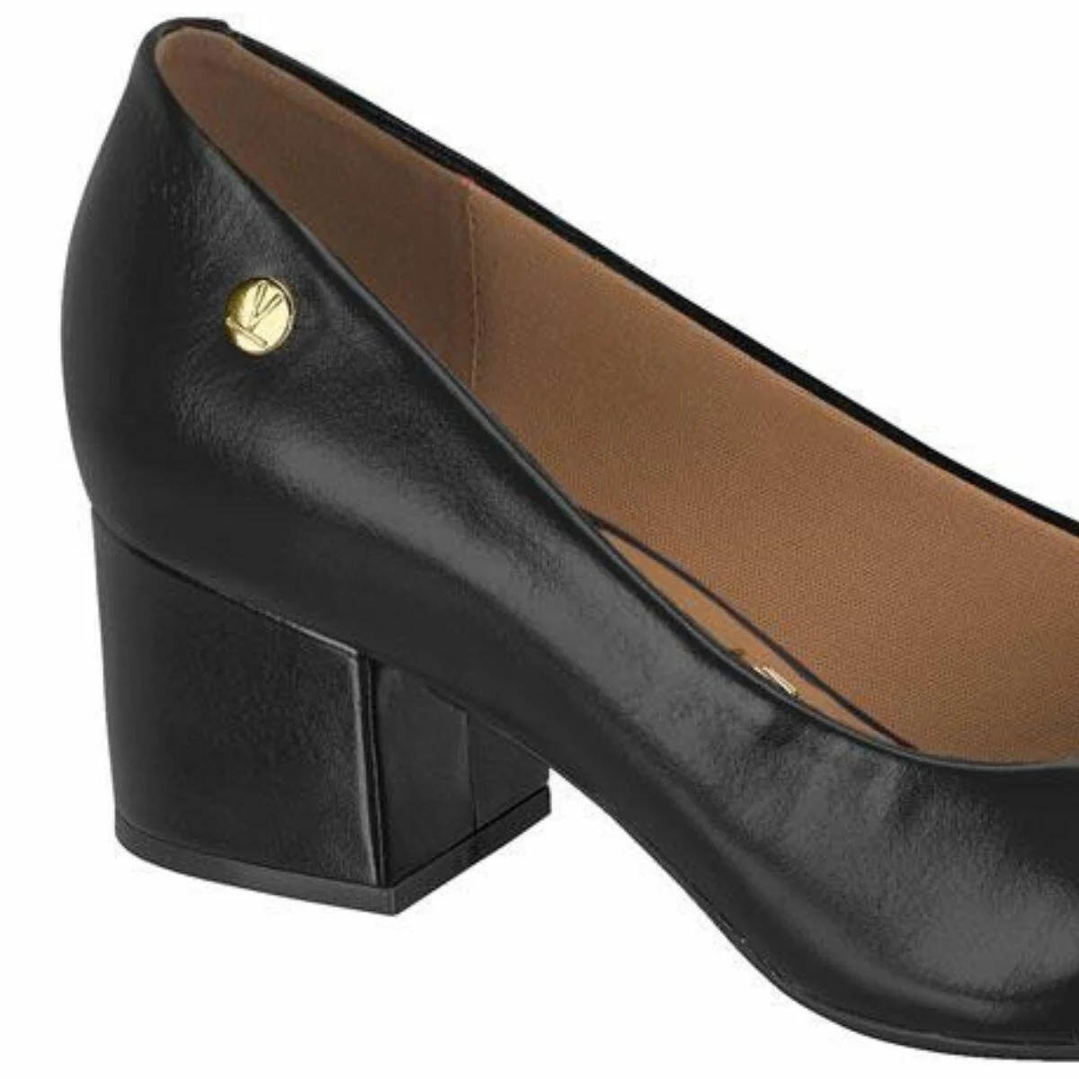 Scarpin Feminino Vizzano Salto Grosso Bico Fino Napa 1220.315 Preto 4