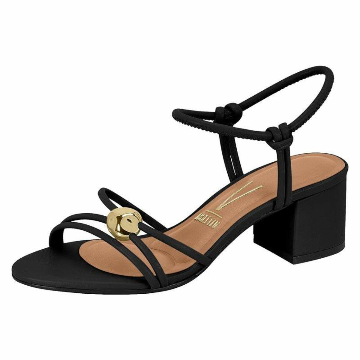 Sandália Feminina Vizzano Salto Bloco Tiras Finas 6291.1192 Preto 2