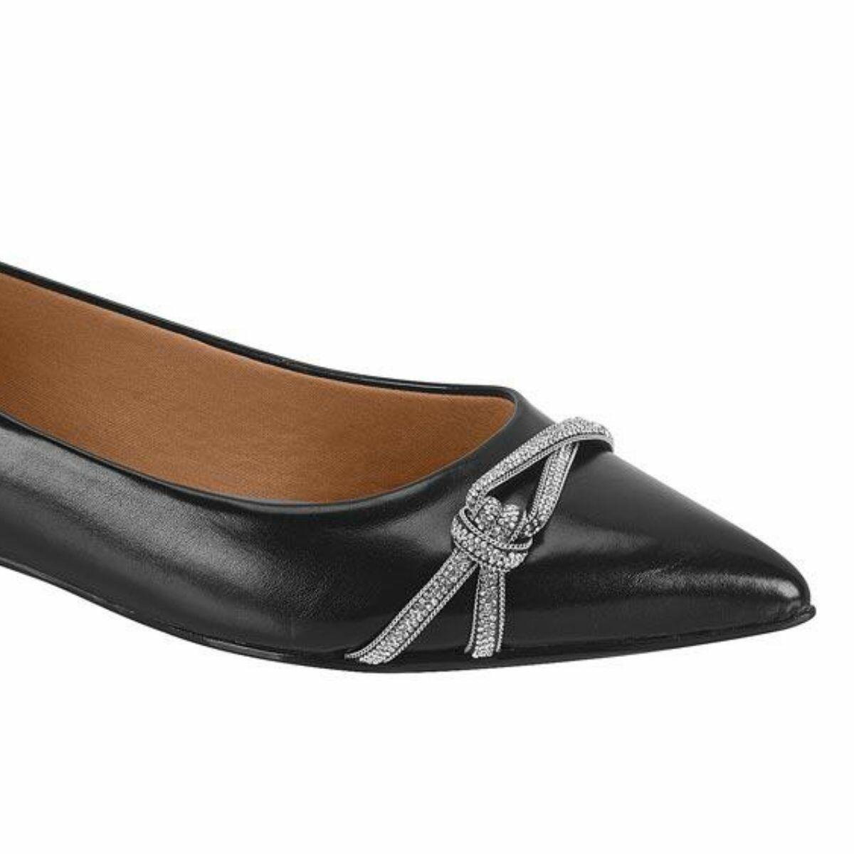 Sapatilha Feminina Bico Fino Com Strass Vizzano 1206.1006 Preto 3
