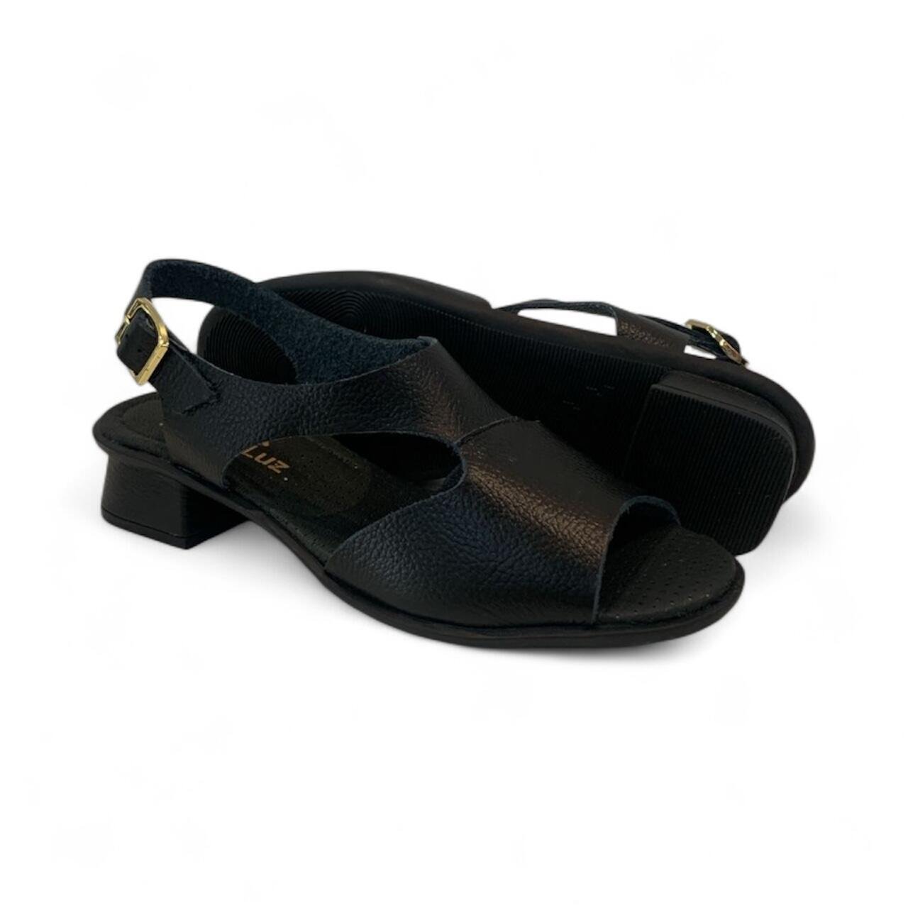 Sandália Feminina Rio de Luz Salto Baixo em Couro 8005 Preto 3