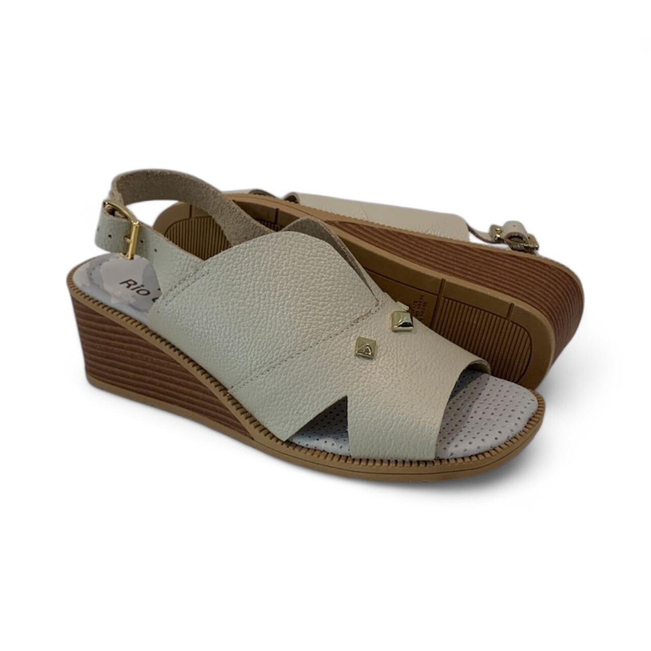 Sandália Anabela Feminina Rio de Luz em Couro 8511 Cinza 4