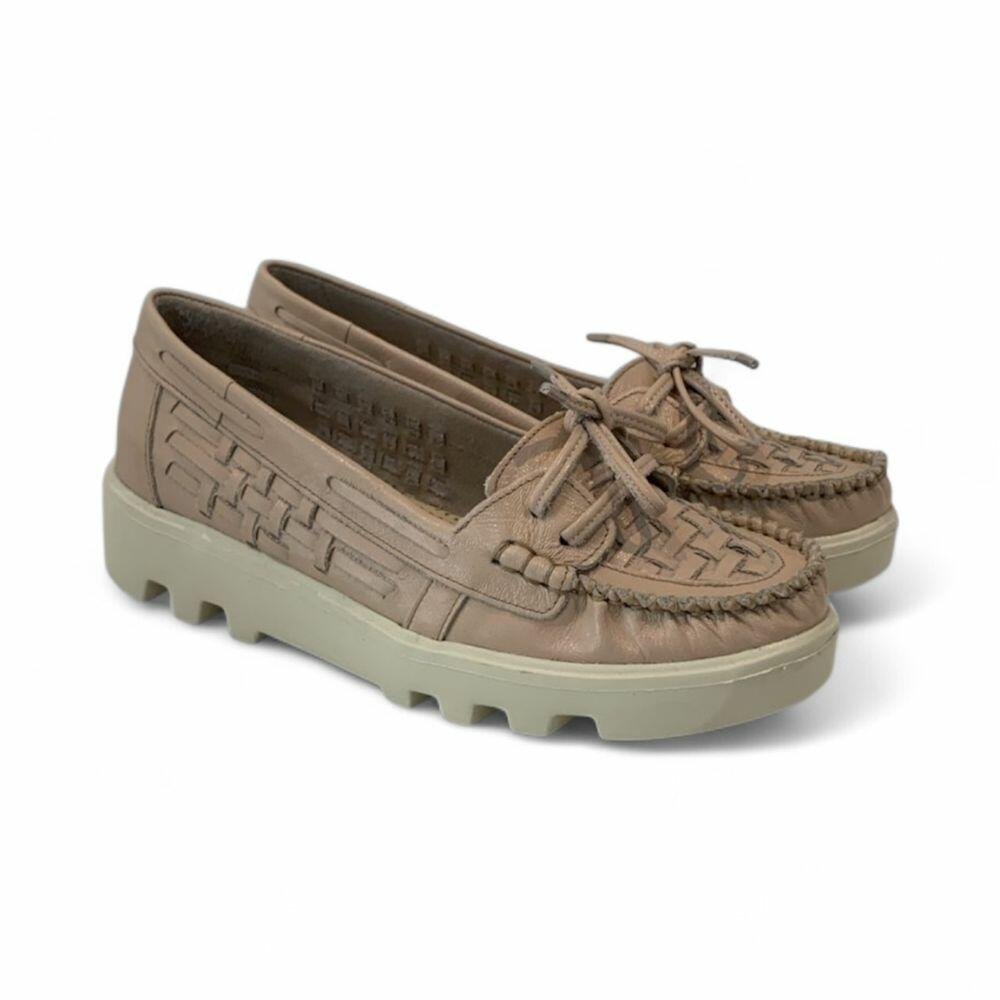 Mocassim Feminino Rio de Luz em couro 912 Bege 2