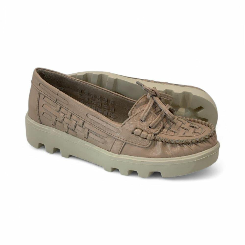 Mocassim Feminino Rio de Luz em couro 912 Bege 4