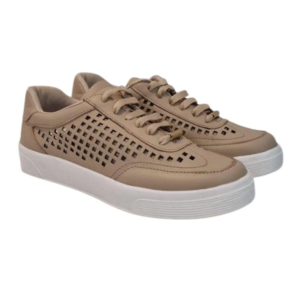 Tênis Feminino Marina Mello em Couro Nude 37094 Bege 2