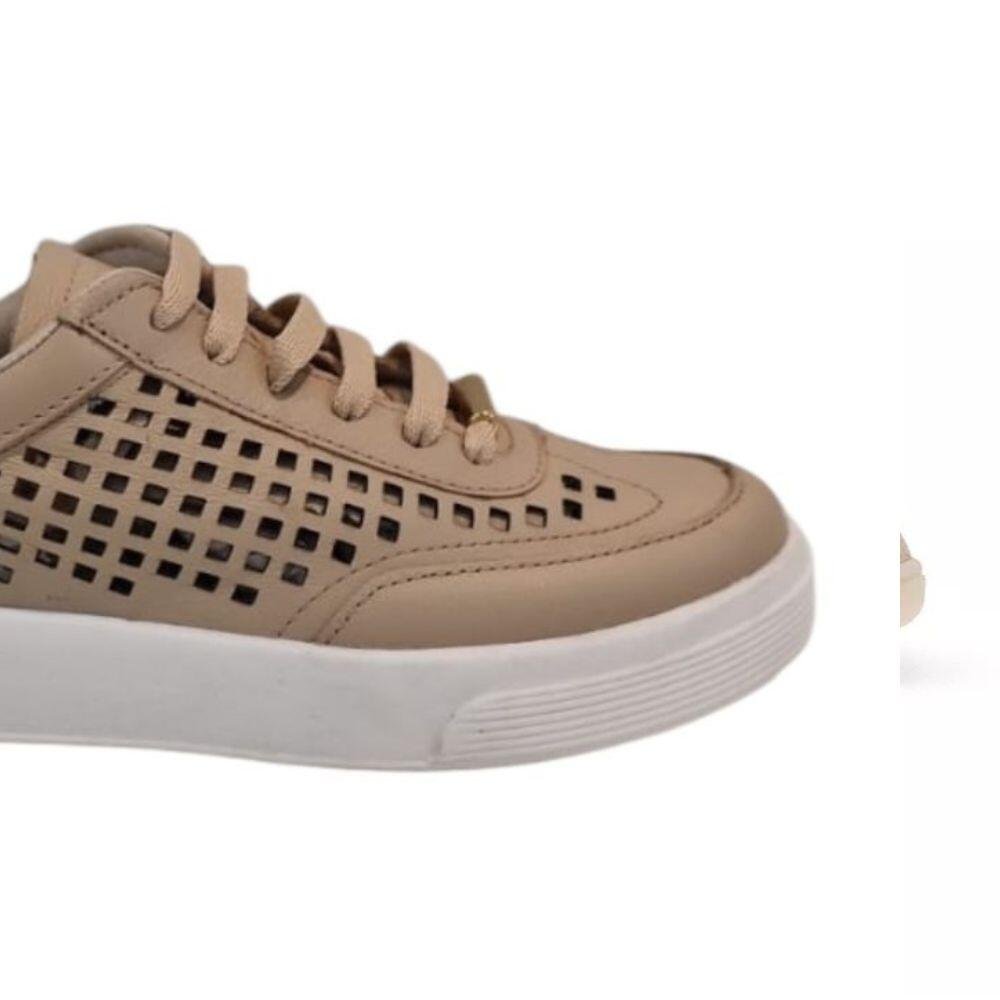 Tênis Feminino Marina Mello em Couro Nude 37094 Bege 4