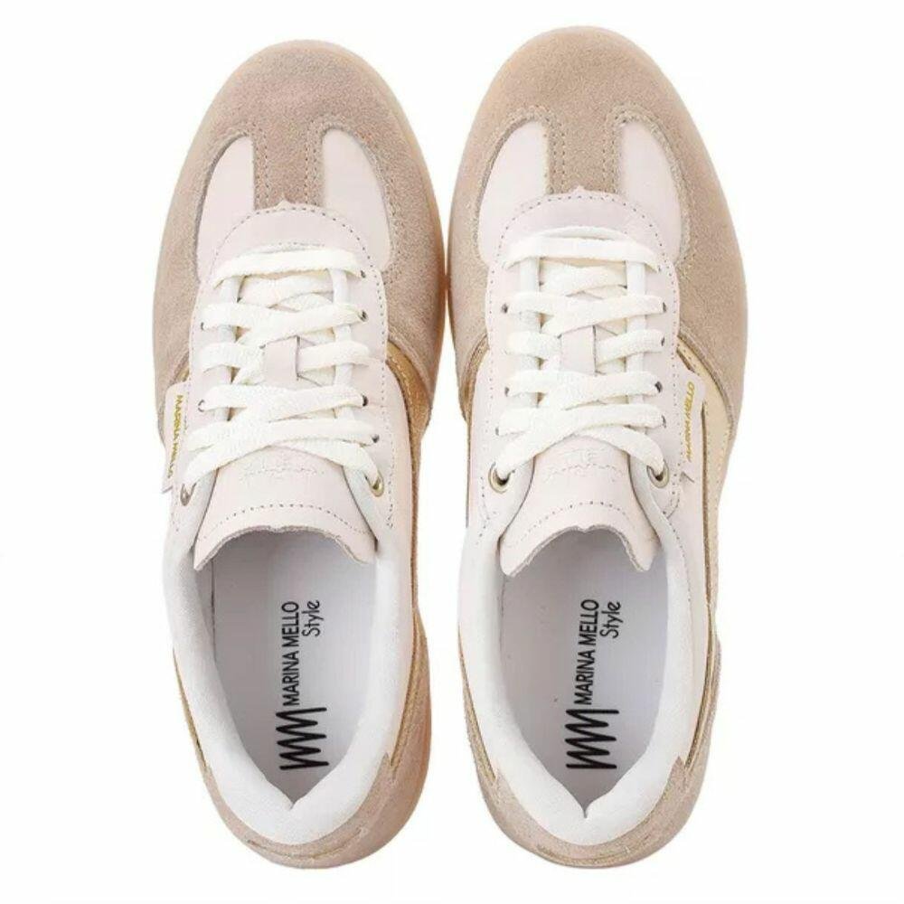Tênis Feminino Marina Mello em Couro Cora Porcelana 12175 Off White 4