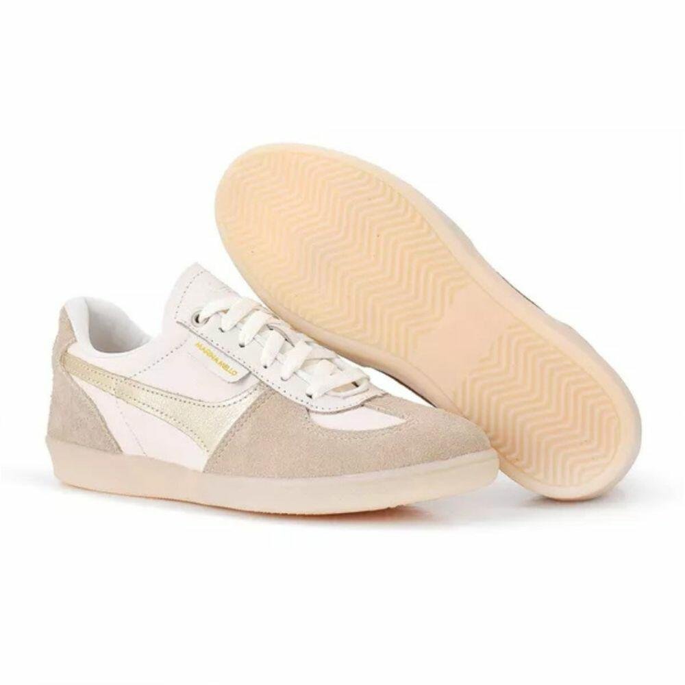 Tênis Feminino Marina Mello em Couro Cora Porcelana 12175 Off White 5