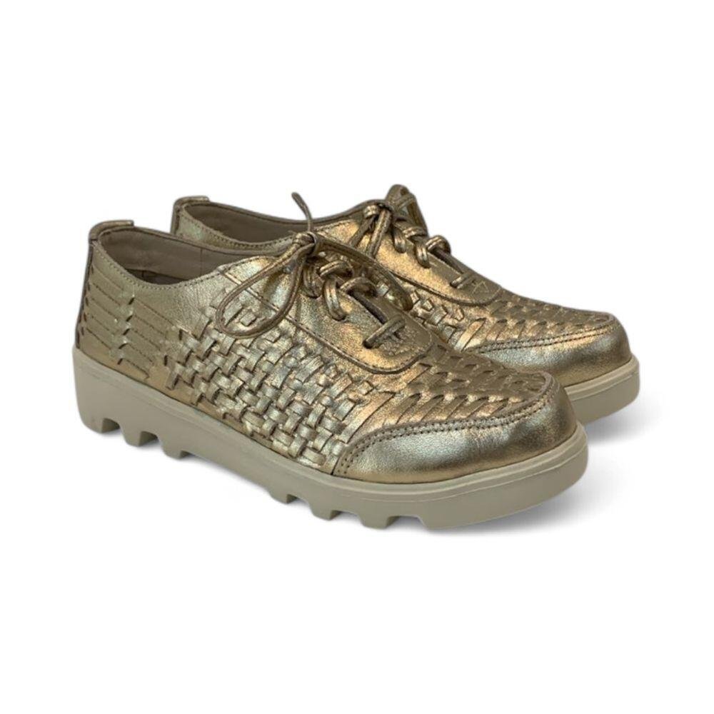 Tênis Feminino Rio de Luz Couro Tratorado 903 Dourado 2