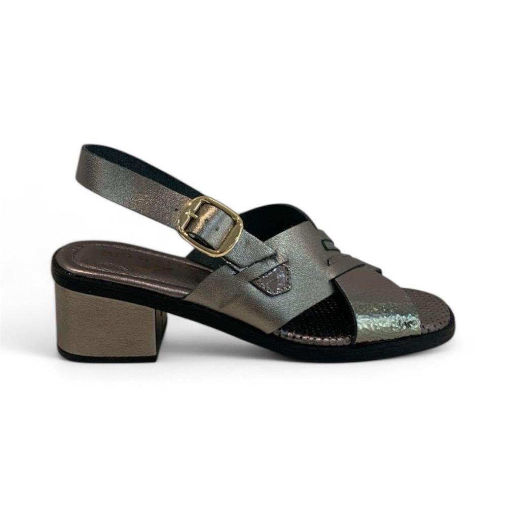 Sandália Feminina Rio de Luz Salto em Couro Metalizado 8131