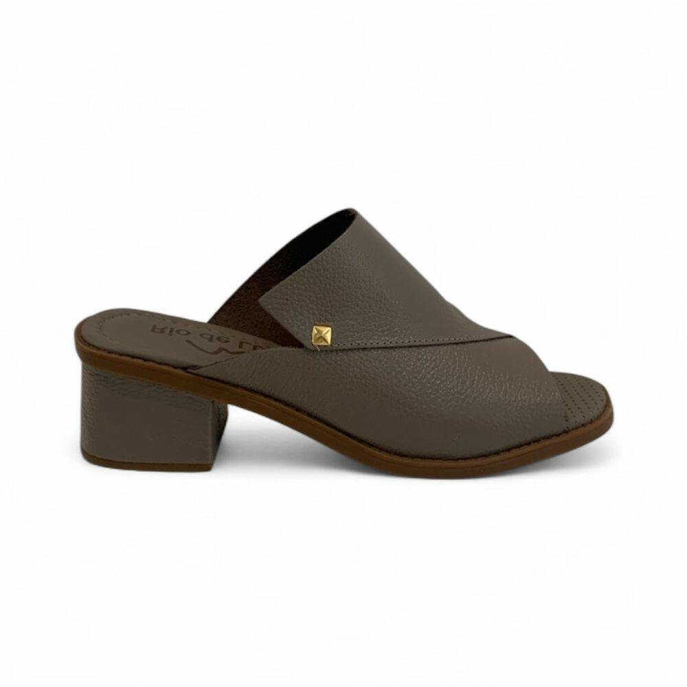 Tamanco Feminino Rio de Luz em Couro Salto Grosso 8136