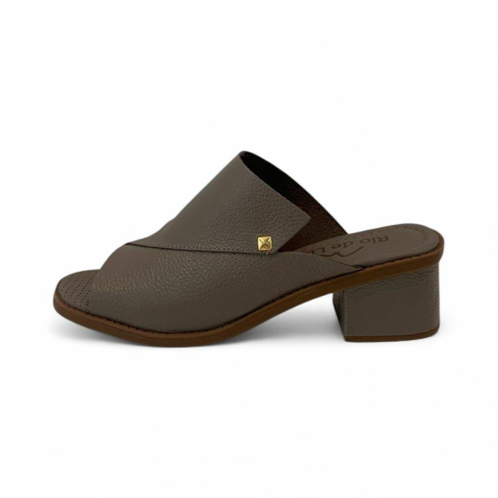 Tamanco Feminino Rio de Luz em Couro Salto Grosso 8136 Marrom 3