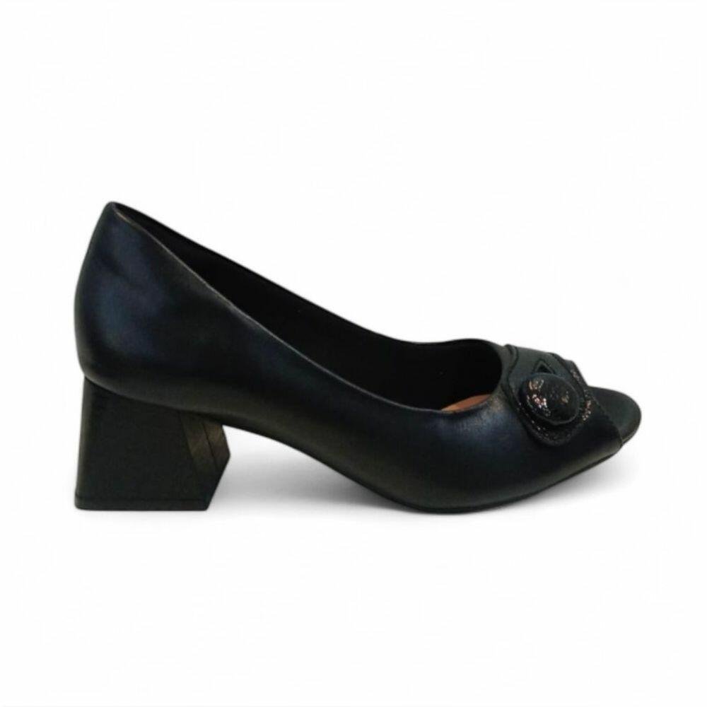 Sapato Peep Toe Feminino Neftali em Couro 55160