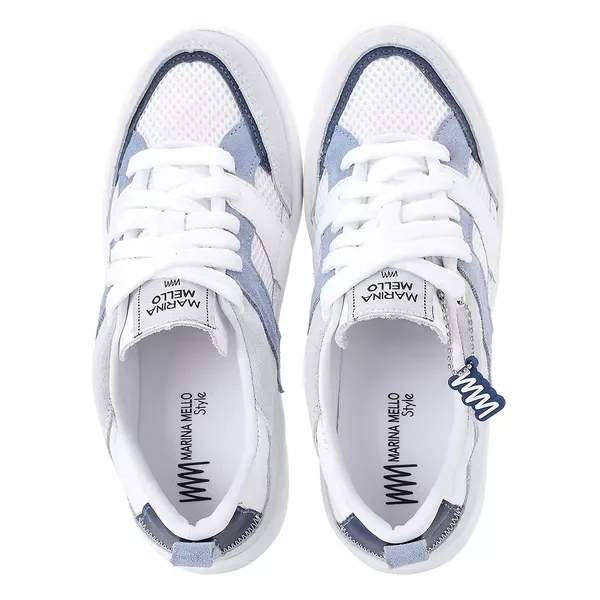 Tênis Feminino Marina Mello Eve em Couro 47037 Branco/Azul 6