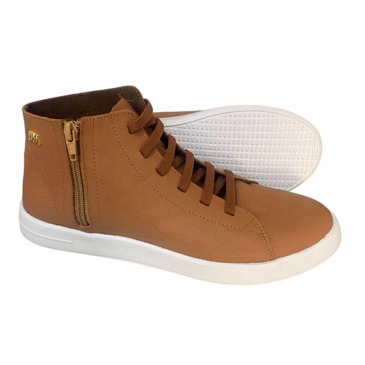 Tênis Bota Feminino Marina Mello em Couro 60009 Marrom 3