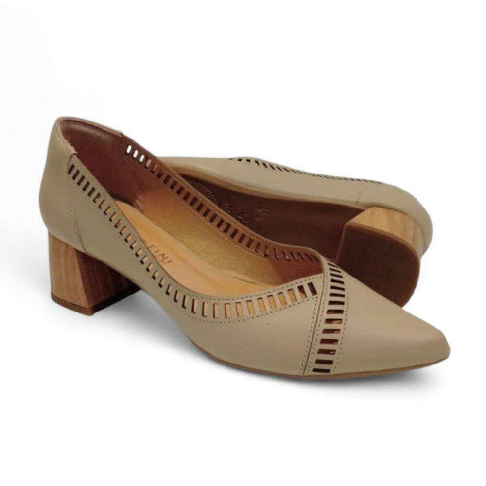 Scarpin Feminino Neftali Comfort em Couro 45138 Bege 2