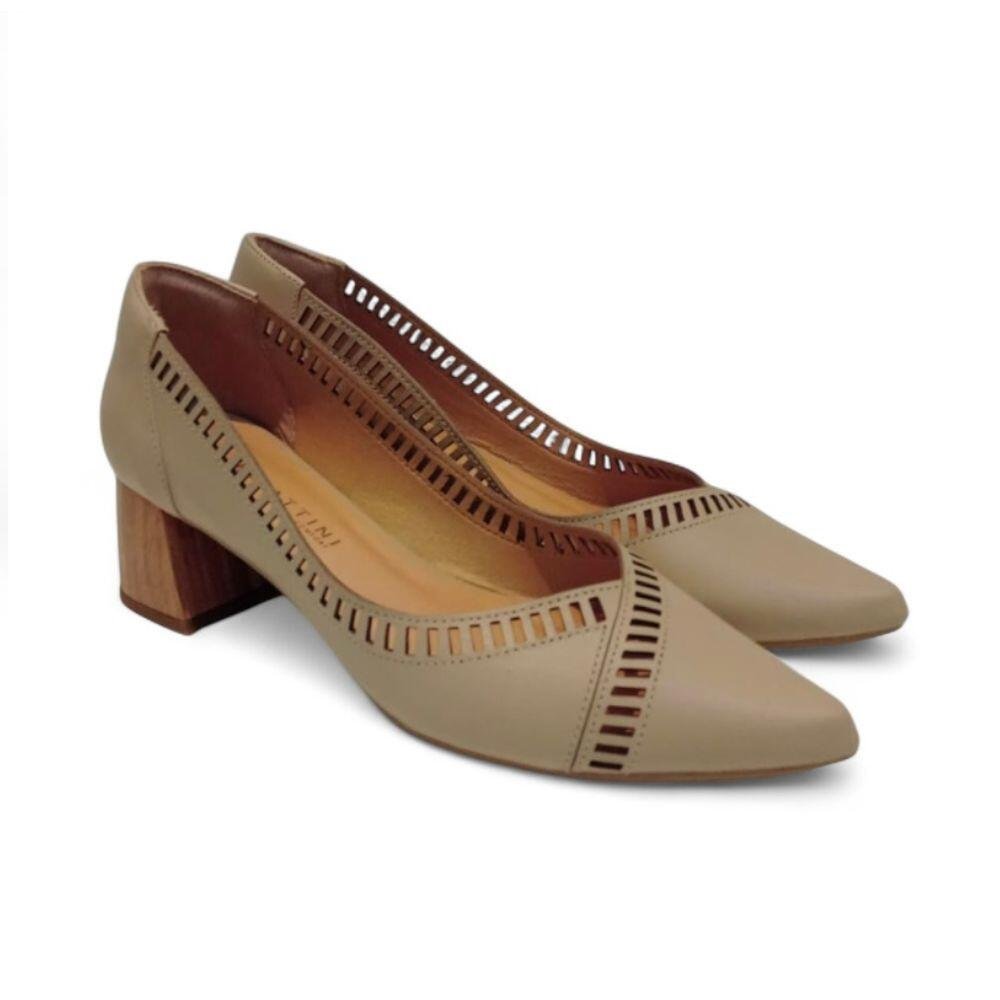 Scarpin Feminino Neftali Comfort em Couro 45138 Bege 3