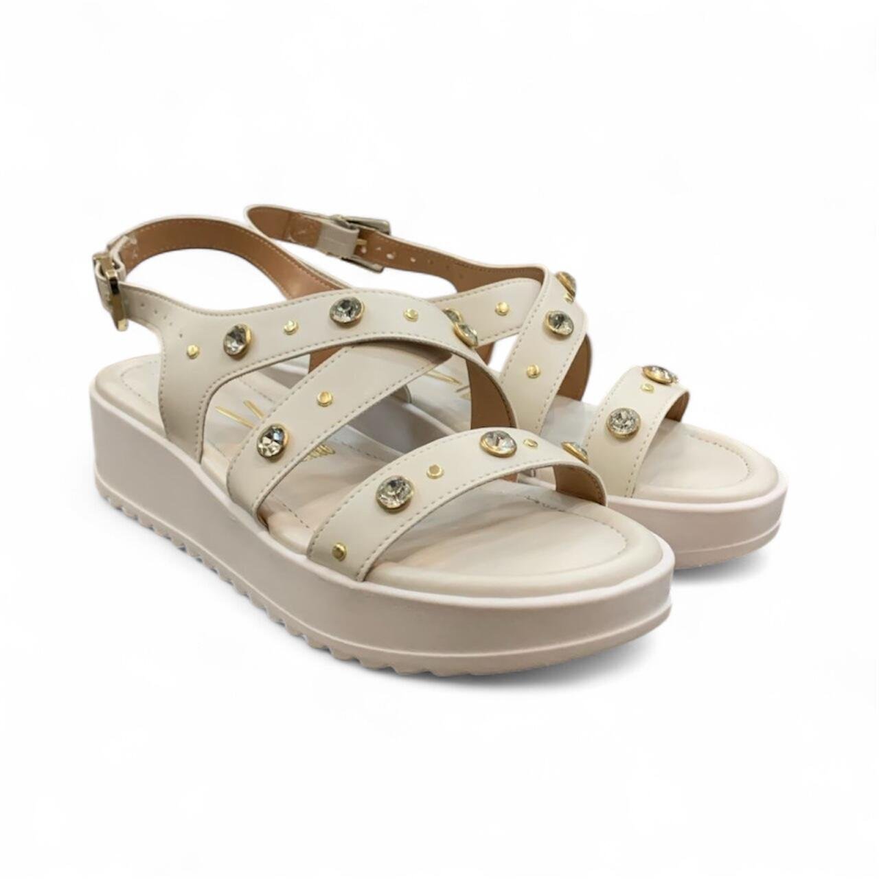 Sandália Vizzano Flatform Feminina Pedraria 6492.330 Branco 2