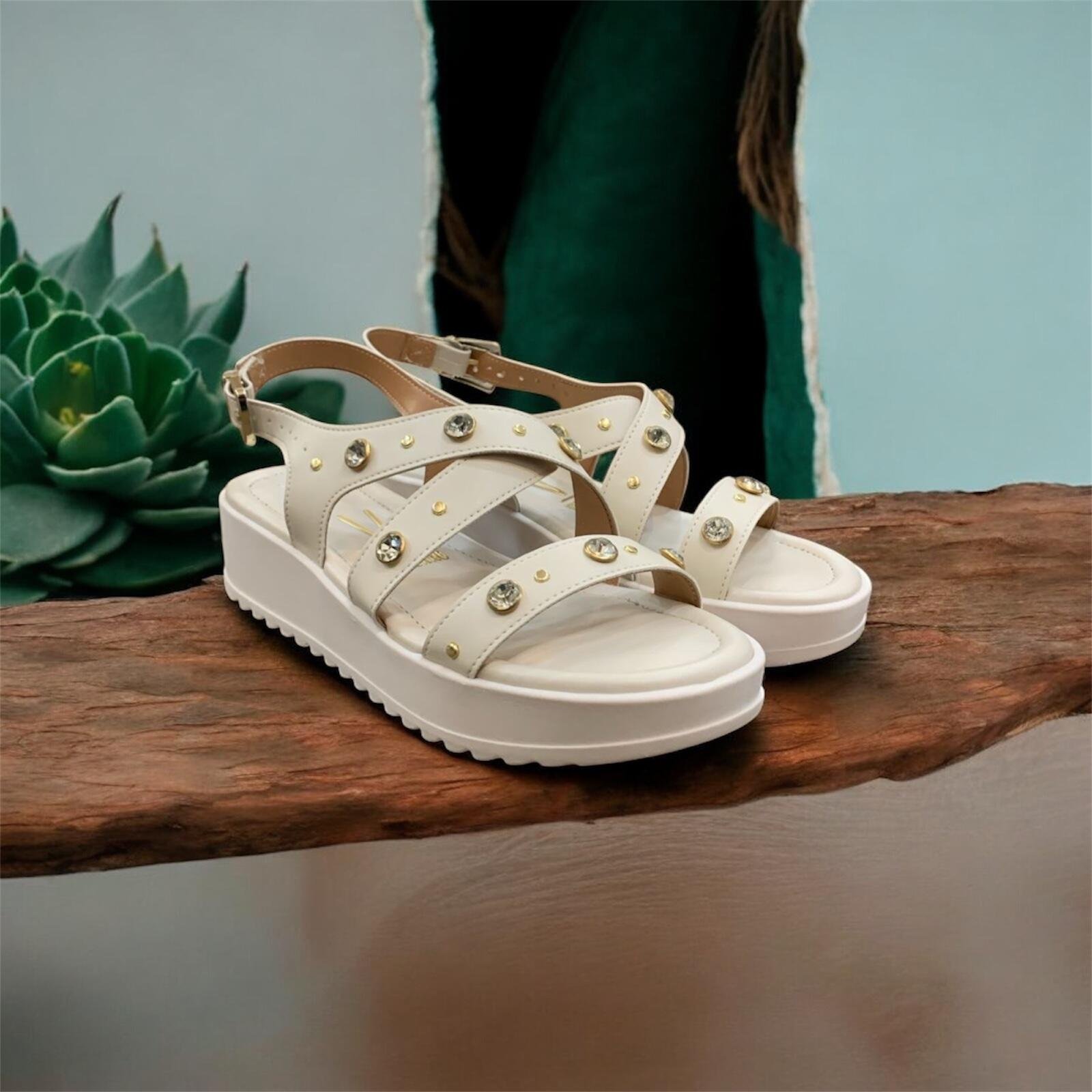 Sandália Vizzano Flatform Feminina Pedraria 6492.330 Branco 3