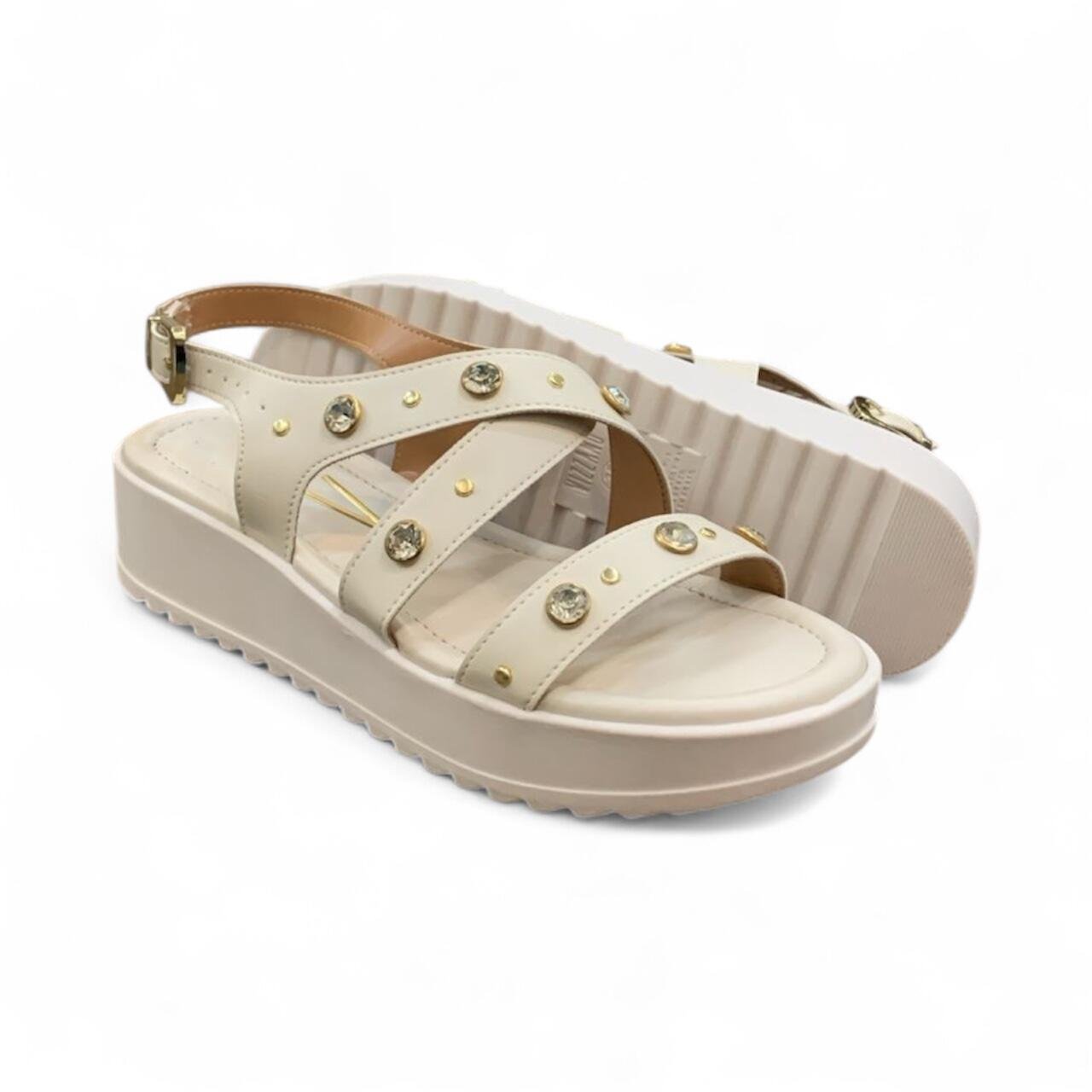 Sandália Vizzano Flatform Feminina Pedraria 6492.330 Branco 4