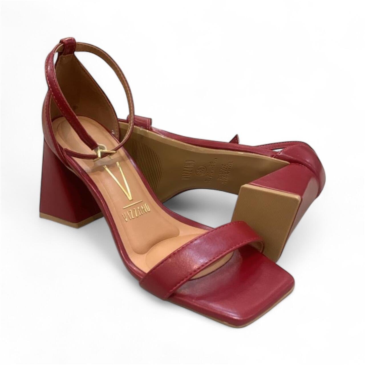 Sandália Feminina Salto Bloco Confortável Vizzano 6464.102 Vermelho 4