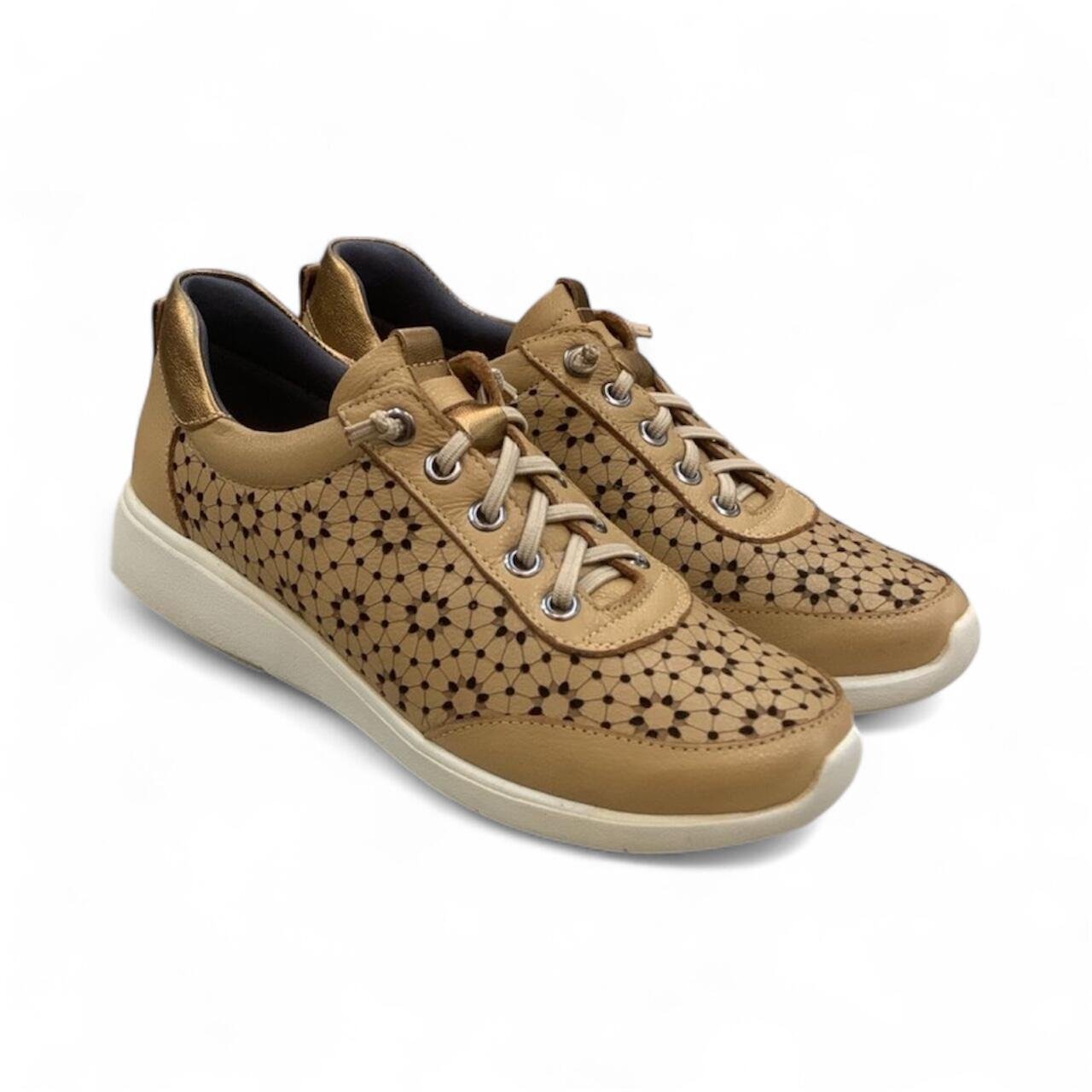 Tênis Feminino Alesia Balatore em Couro AL012 Bege 2