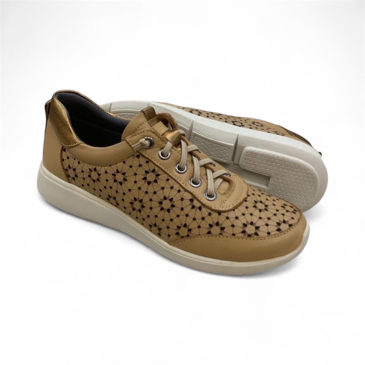 Tênis Feminino Alesia Balatore em Couro AL012 Bege 4