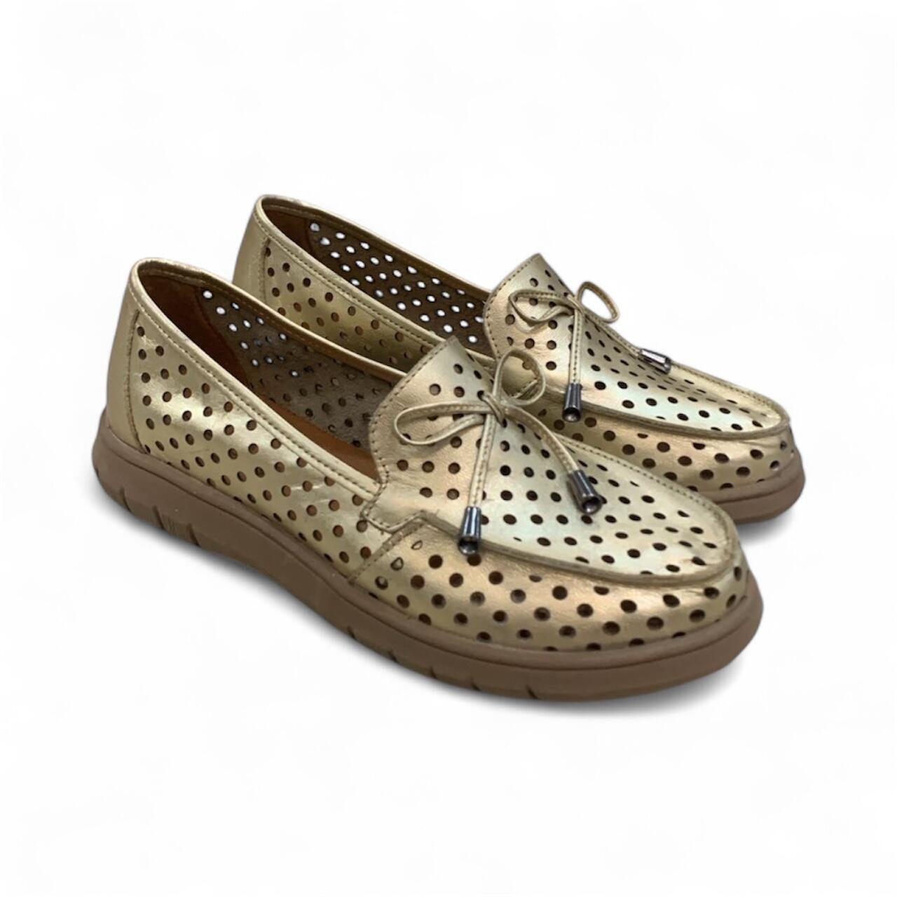 Tênis Feminino Balatore em Couro Nômade Natural NM048 Dourado 2