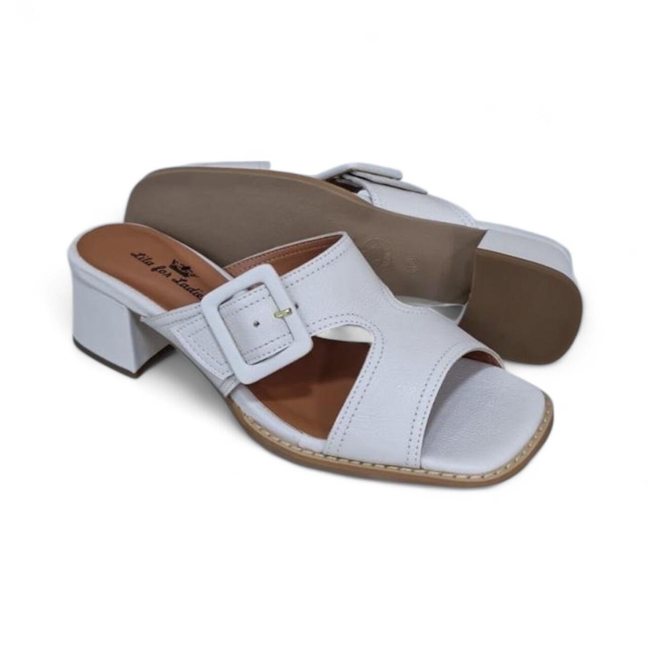 Tamanco Feminina Dinapoli em Couro 916-09 Branco 3