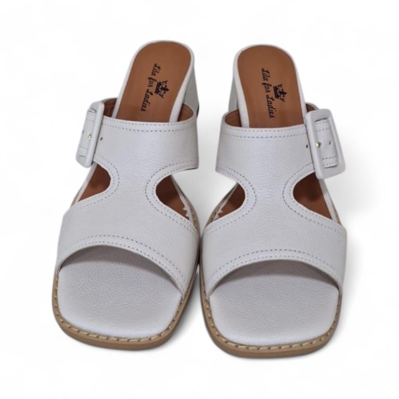 Tamanco Feminina Dinapoli em Couro 916-09 Branco 4