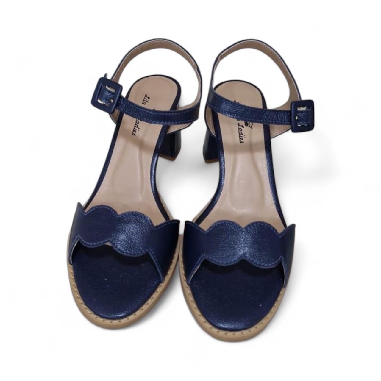 Sandália Feminina Dinapoli em Couro 177-93 Azul 4