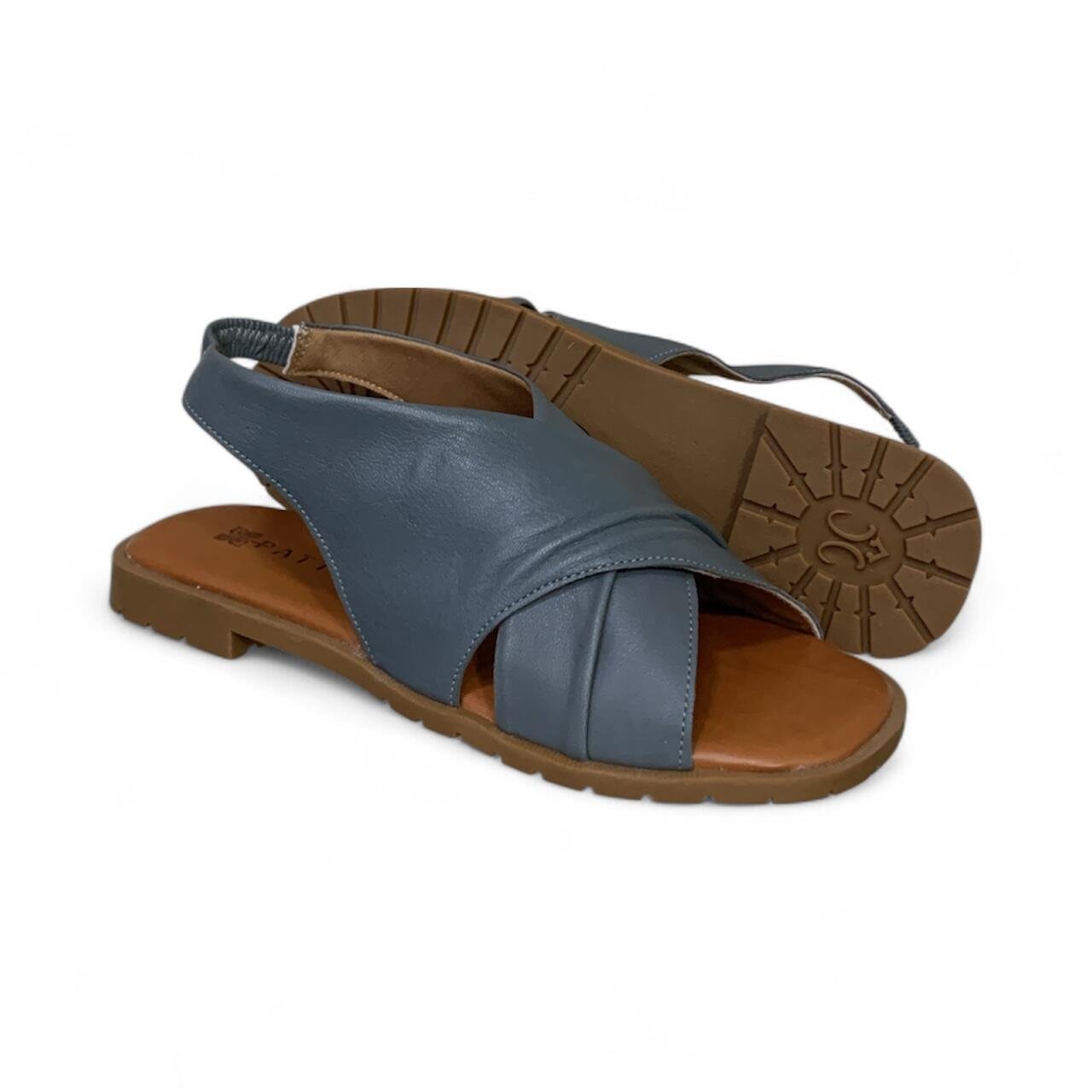 Sandália Feminina Moscardini em Couro Liso 501799 Azul 3