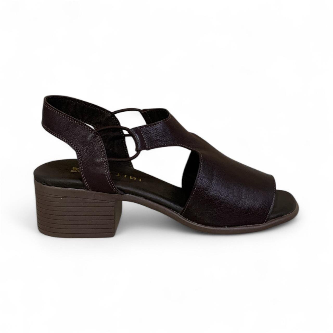 Sandália Feminina em Couro Pelica Salto Médio 435005 Preto 1