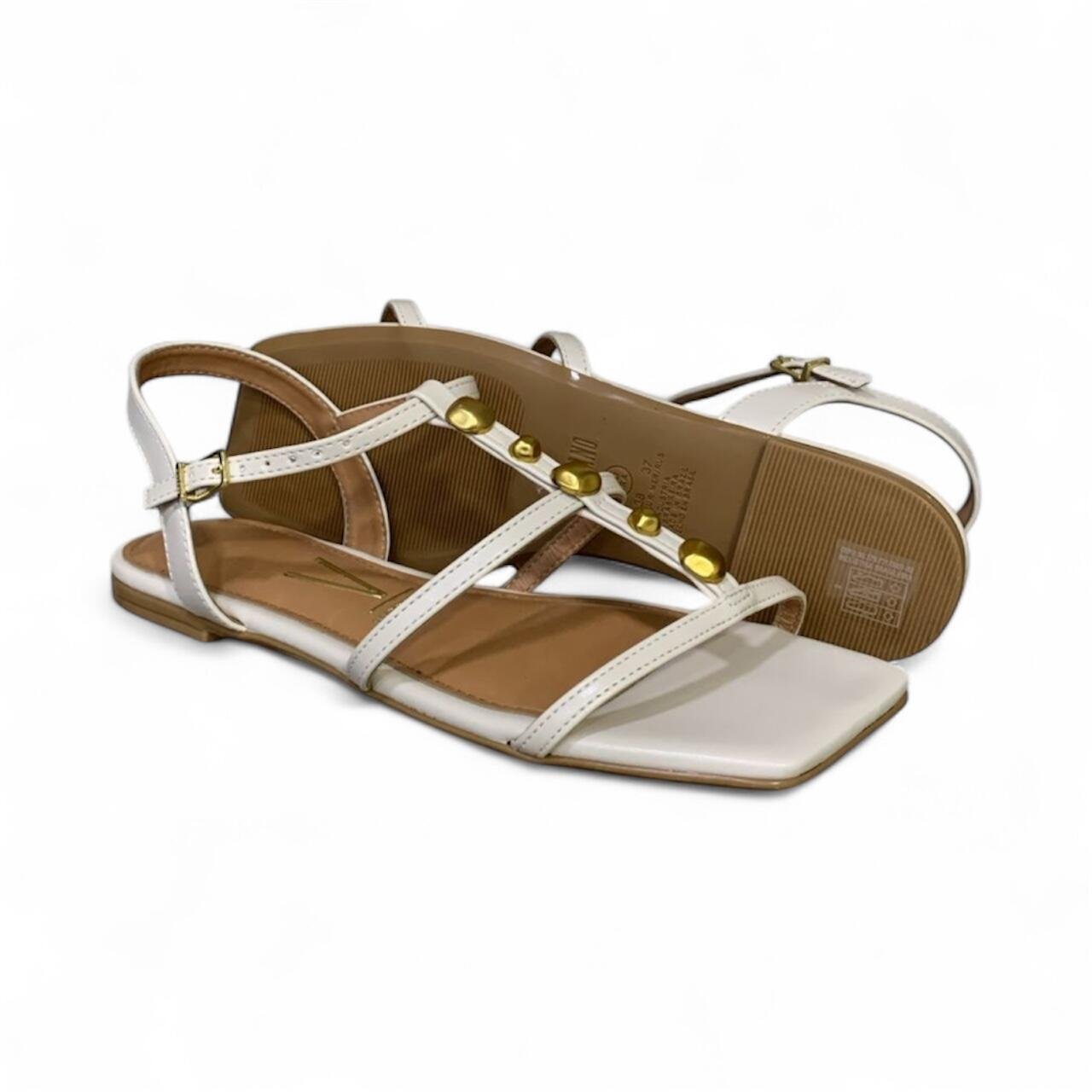 Sandália Feminina Rasteira Vizzano Tiras Finas Napa 6513.218 Branco 3