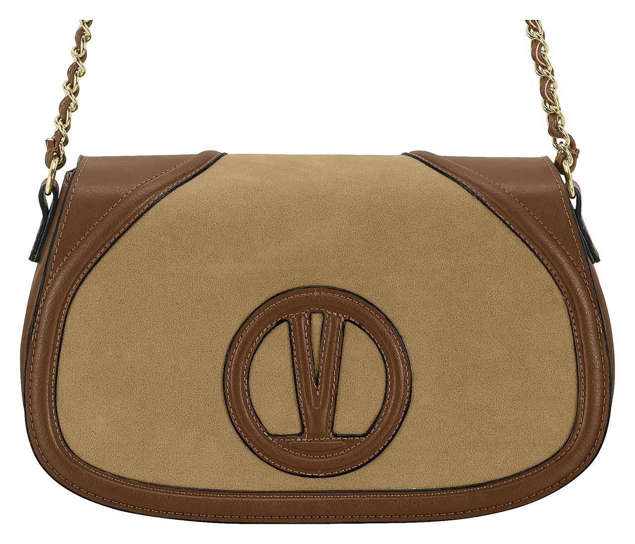 Bolsa Feminina Tiracolo Vizzano  Camurça Alça Corrente 10102.1 Marrom 2