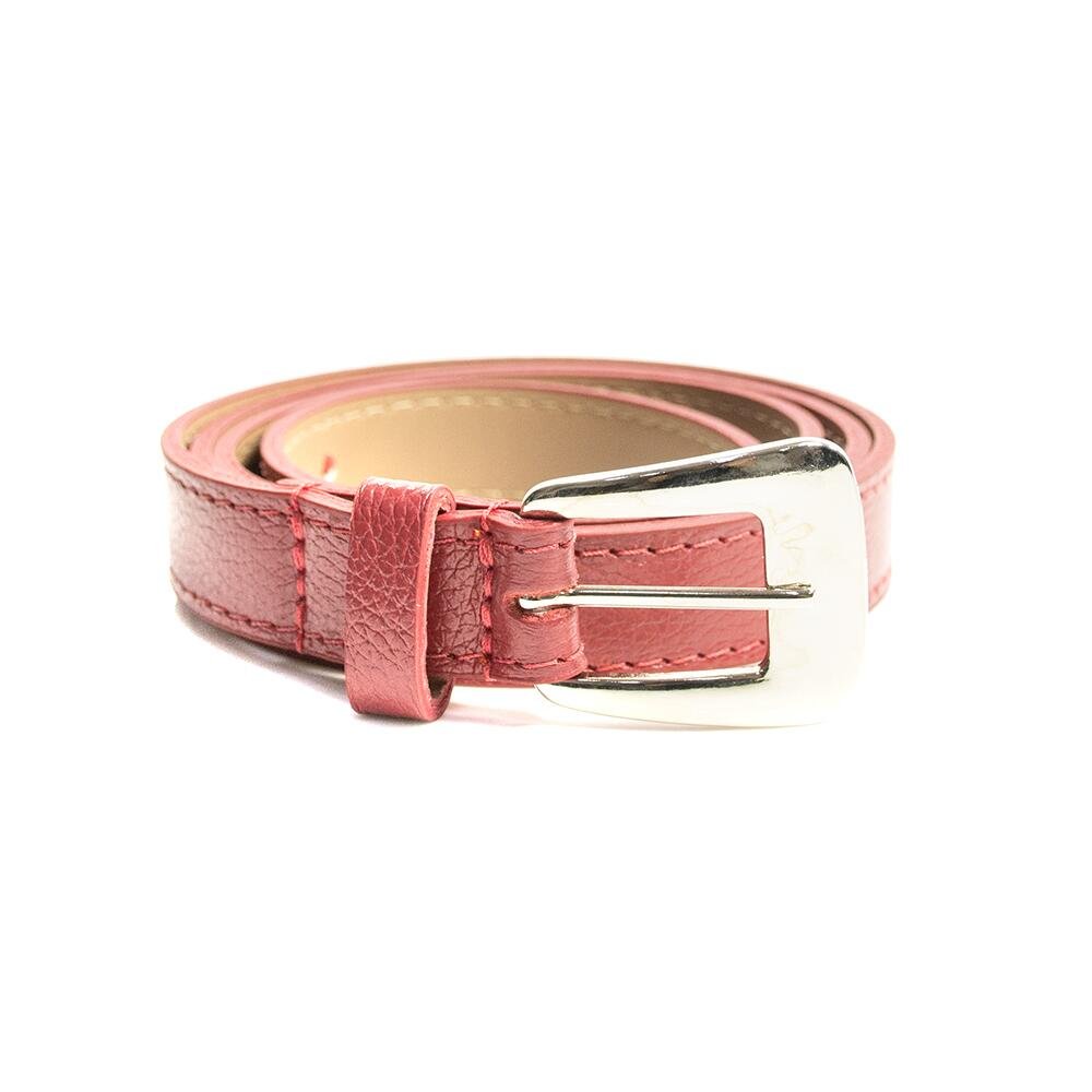 Cinto Feminino em Couro Fivela Prata 005 Vermelho 2