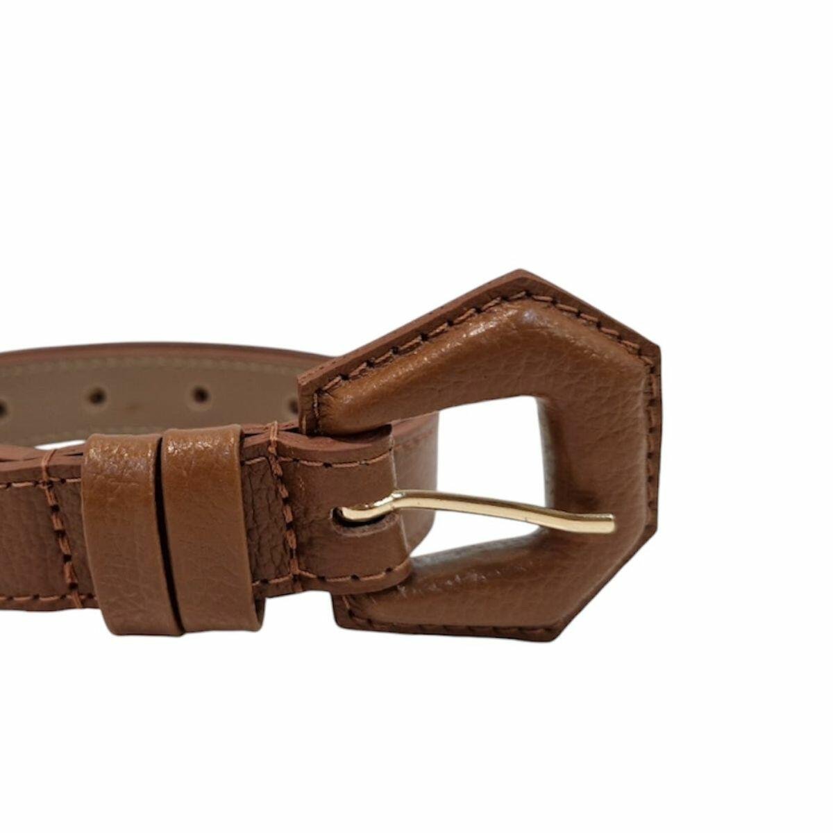 Cinto Fino Feminino em Couro Fivela Encapada 025 Marrom 3