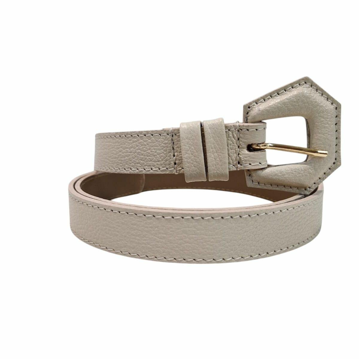 Cinto Fino Feminino em Couro Fivela Encapada 025 Branco 2
