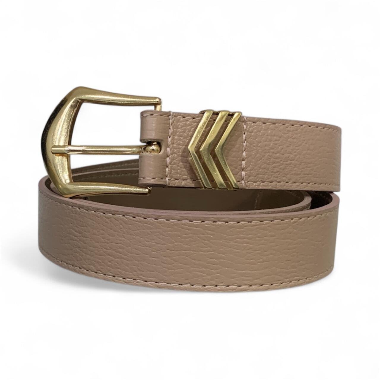 Cinto Feminino em Couro Fivela Dourada 014 Marrom 2
