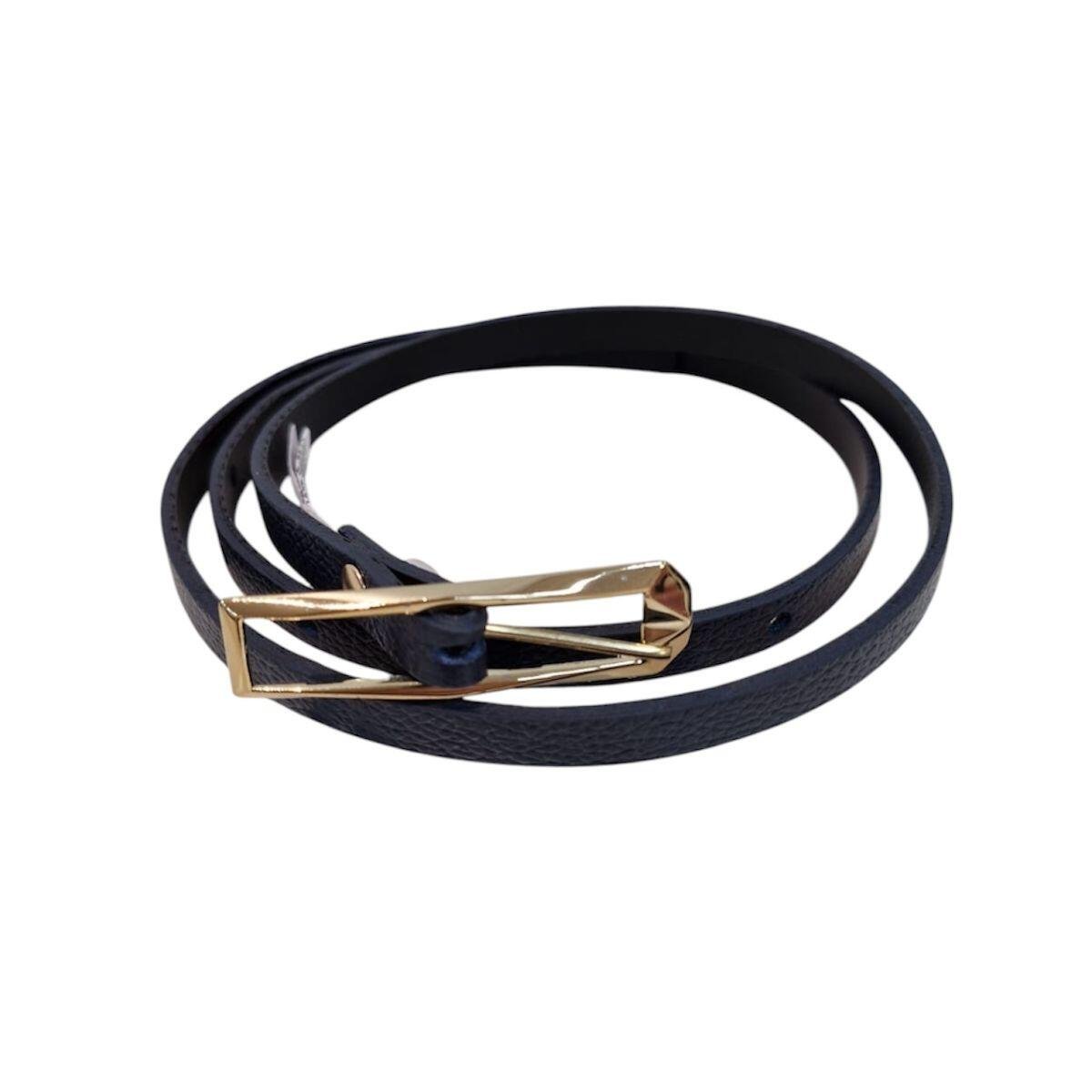 Cinto Fino Feminino em Couro Fivela Comprida 017 Azul 2