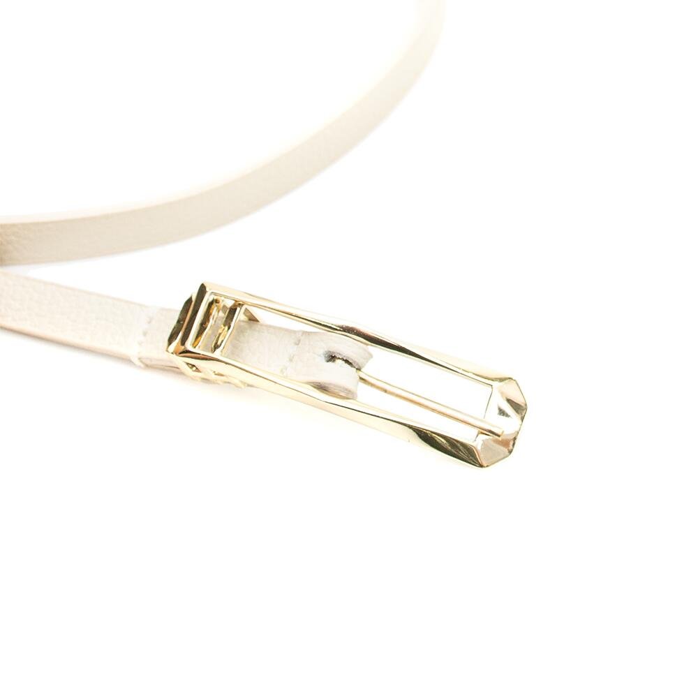 Cinto Fino Feminino em Couro Fivela Comprida 017 Branco 2