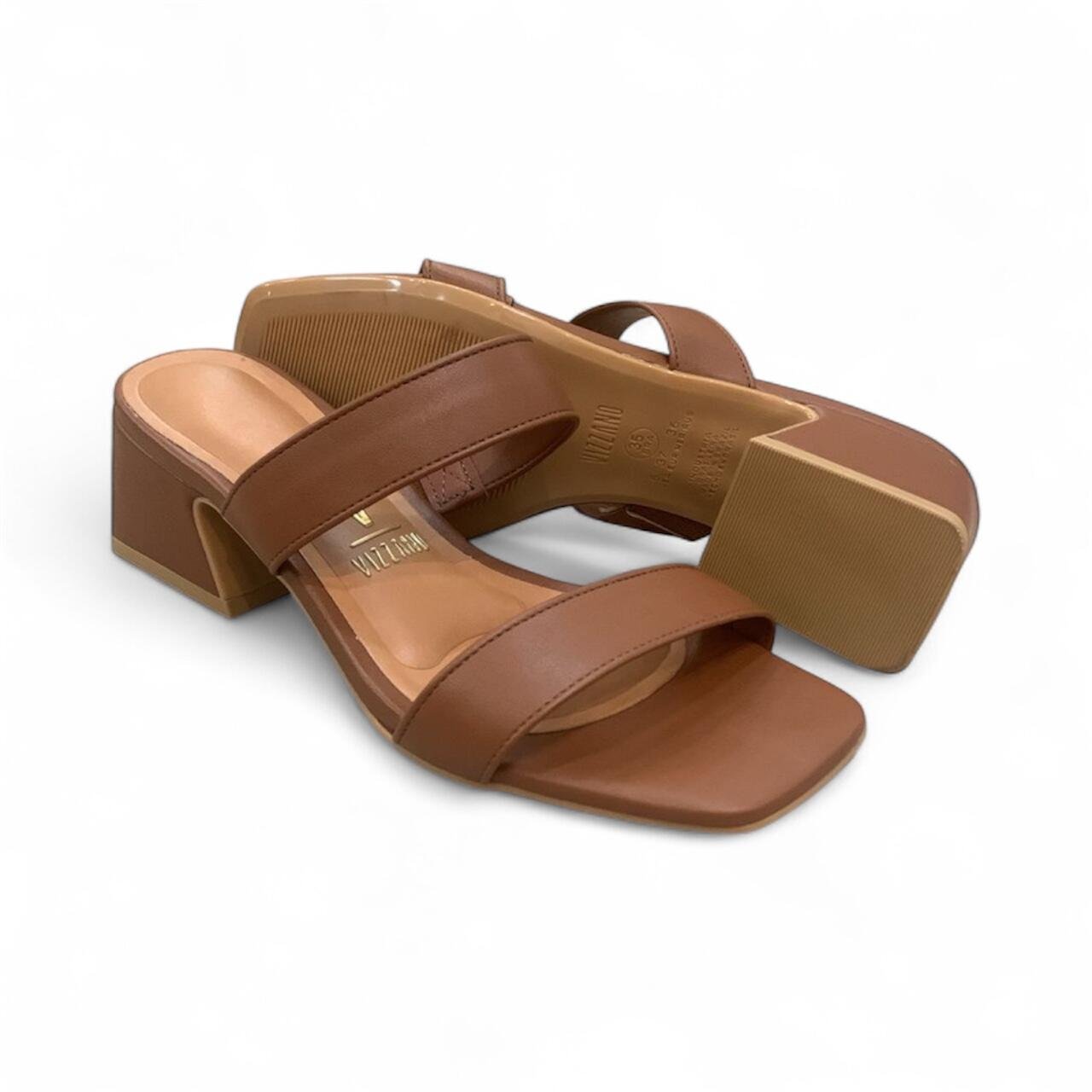 Tamanco Feminino Vizzano Salto Baixo Pelica 6558.100 Marrom 3