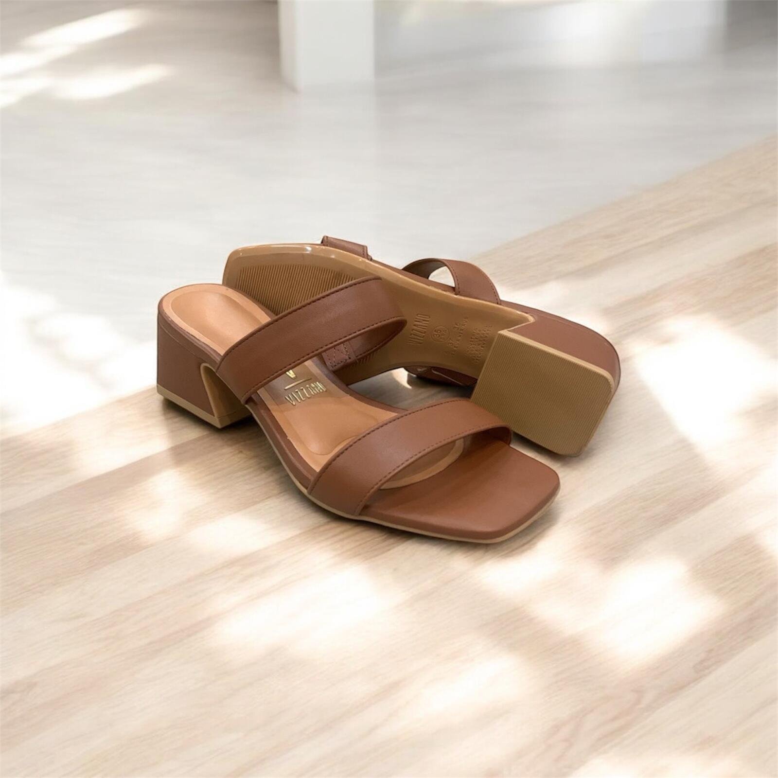 Tamanco Feminino Vizzano Salto Baixo Pelica 6558.100 Marrom 4